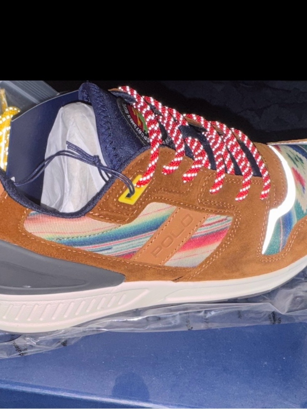 Polo by Ralph Lauren Brown Multicolor Stripe Men’s Sneakers